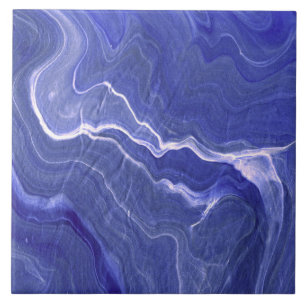 Indigo Violet Agate Marble Abstraction Ceramic Tile