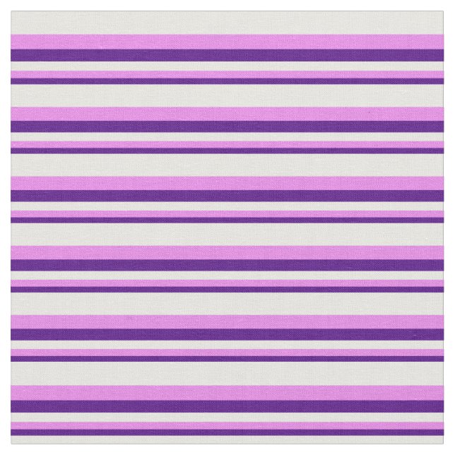 Indigo, Violet, and Mint Cream Striped Pattern Fabric (Close Up)