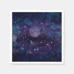 Indigo Violet Pretty Sparkle Lights Hearts & Stars Napkins