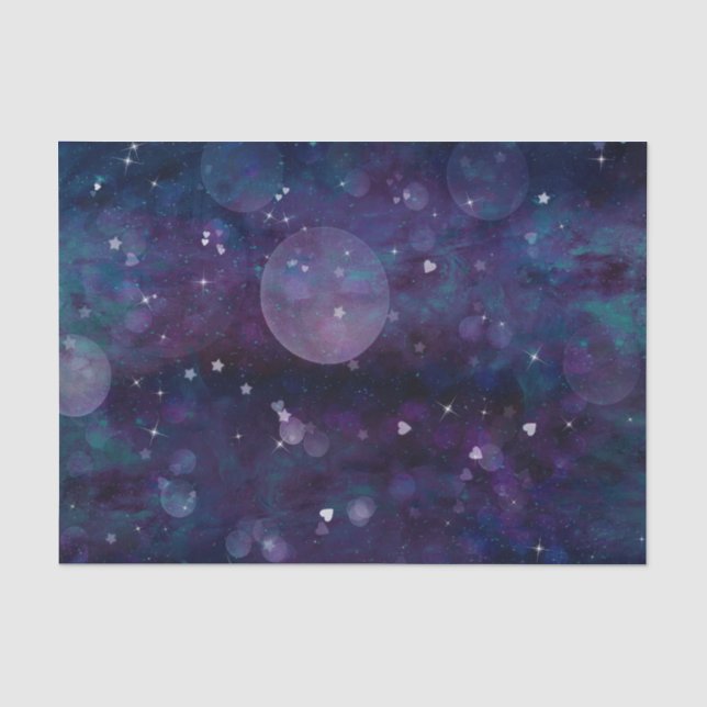 Indigo Violet Pretty Sparkle Lights Hearts & Stars Tissue Paper (Front)