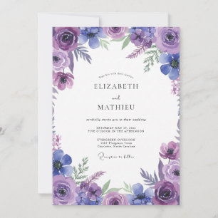 Indigo Violet Wildflower Wedding Invitation