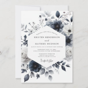 Indigo Wash Botanical Wedding Invitation