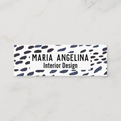 Indigo watercolor abstract spots animal print mini business card