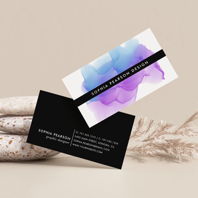 Indigo Watercolor Blot Business Card (Creator Uploaded)