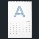 Indigo Watercolor Pattern Minimalist 2019 Calendar<br><div class="desc">Indigo Blue Watercolor Pattern Minimalist 2019 Calendar</div>