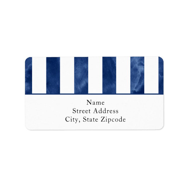 Indigo Watercolor Stripes Label (Front)