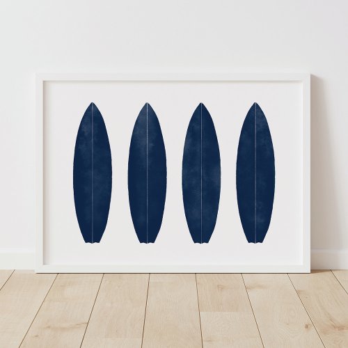 Indigo Watercolor Surfboards Beach Nursery Decor