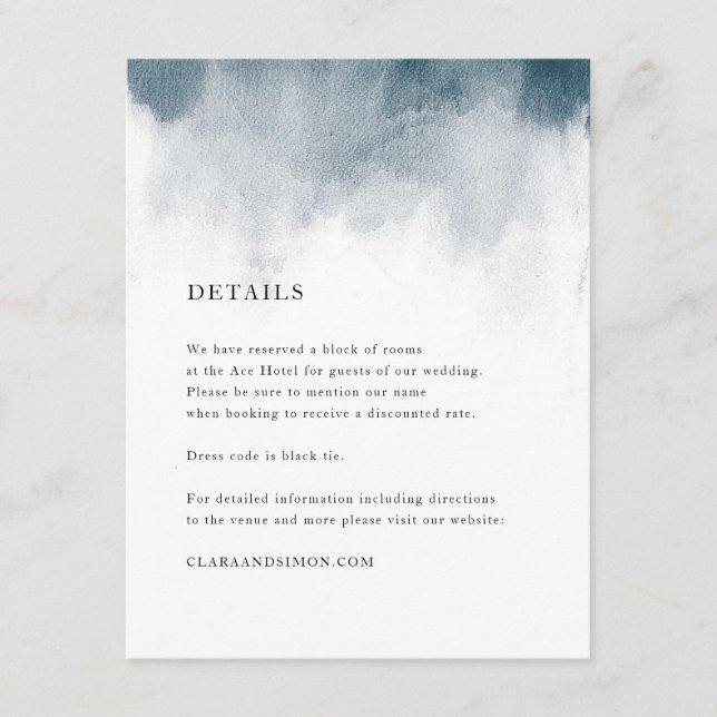 Indigo Watercolor Wash Details Cards (Front)