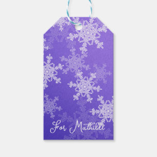 Indigo White Snowflakes Minimalist Christmas Gift Tags