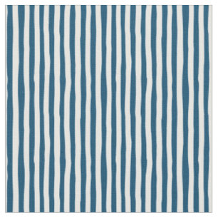 Indigo & White Wonky Stripes Fabric
