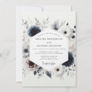 Indigo Winter Floral Wedding Invitation