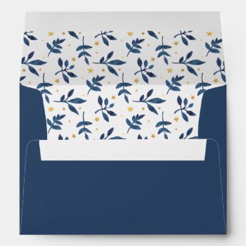 Indigo With Gold Faux Stars Envelope by byDania at Zazzle