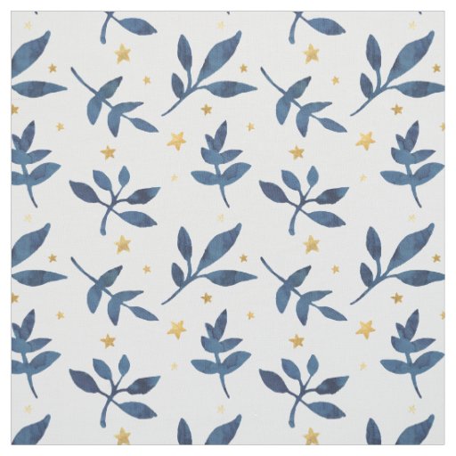 Indigo with gold faux stars fabric