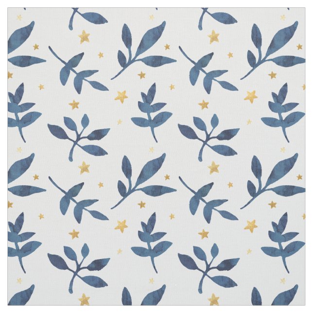 Indigo with gold faux stars fabric (Swatch)