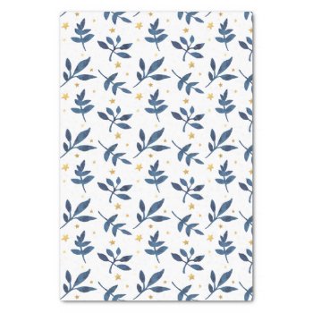 Indigo With Gold Faux Stars Tissue Paper by byDania at Zazzle