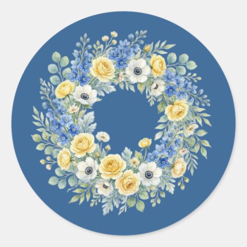 Indigo &amp; Yellow Bloom Floral Sticker