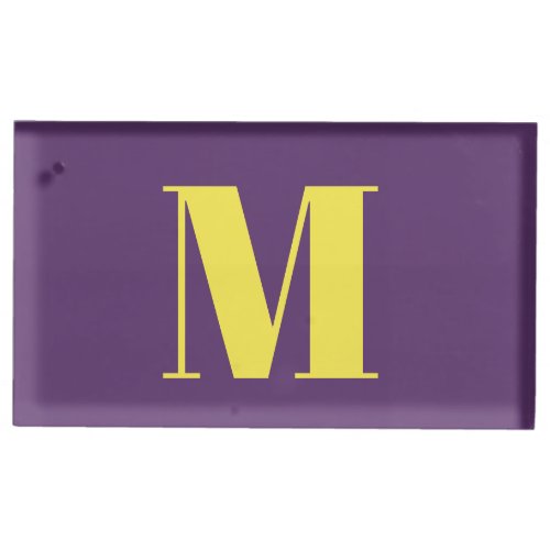 Indigo Yellow Initial Letter Monogram Modern Place Card Holder