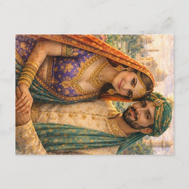 Indische Romantik Lila-Gold Postcard (Front)