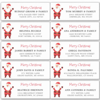 Individual Christmas card mailing address labels