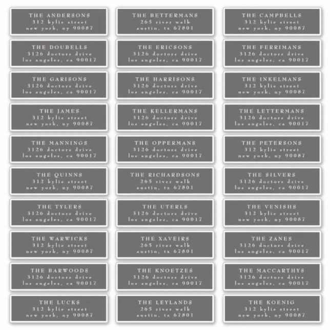 Individual Classic Dark Gray White Guest Address Sticker | Zazzle