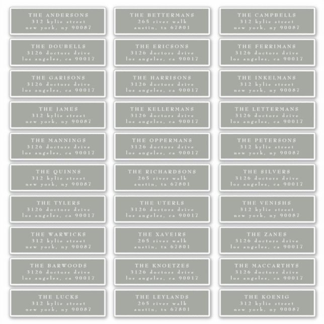 Individual Classic Sage Green White Guest Address Sticker (Front)