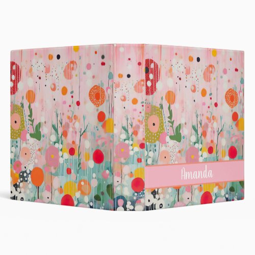 individual colorful flower acryl painting style 3 ring binder