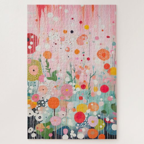 individual colorful flower acryl painting style jigsaw puzzle