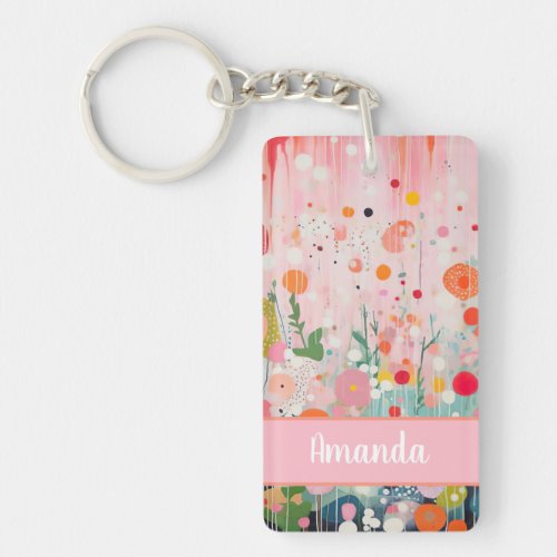 individual colorful flower acryl painting style keychain