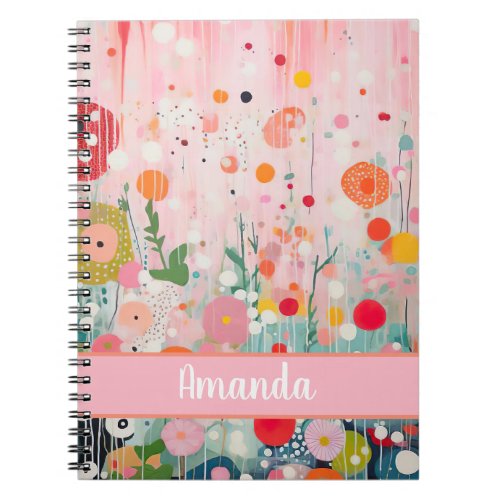 individual colorful flower acryl painting style notebook