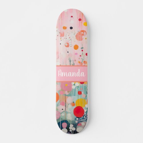 individual colorful flower acryl painting style skateboard