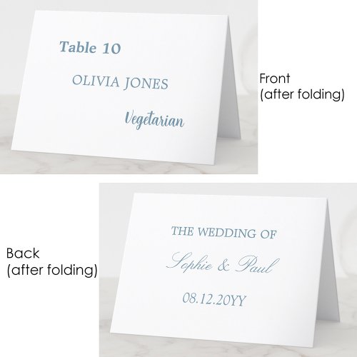 Individual Guest Dusty Blue Wedding Place Card