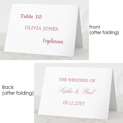 Individual Guest Dusty Rose Wedding Place Card