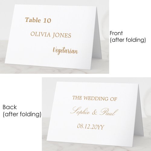 Individual Guest Golden Beige Wedding Place Card