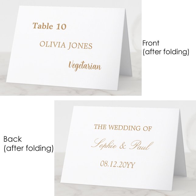 Individual Guest Golden Beige Wedding Place Card (Creator Uploaded)
