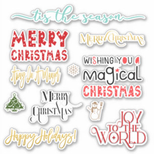 Individual Holiday Greetings Christmas Typography Sticker
