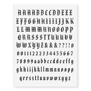 Individual Letter and Number Temporary Tattoos