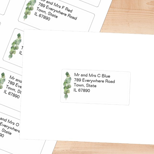 Individual Name & Address Eucalyptus Wedding  Sticker (Creator Uploaded)