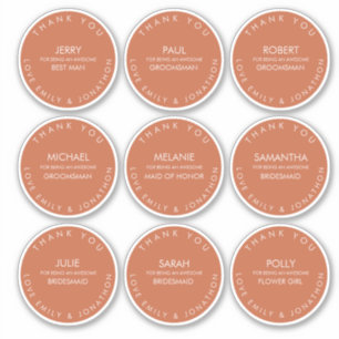 Individual Name Thank You Bridal Party Terracotta Sticker