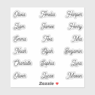 Individual Names Elegant Black Calligraphy  Sticker