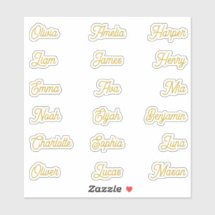 Individual Names Elegant Gold Calligraphy Script Sticker