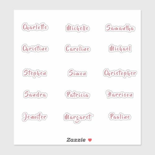 Individual Names Elegant Rose Gold Calligraphy Sticker