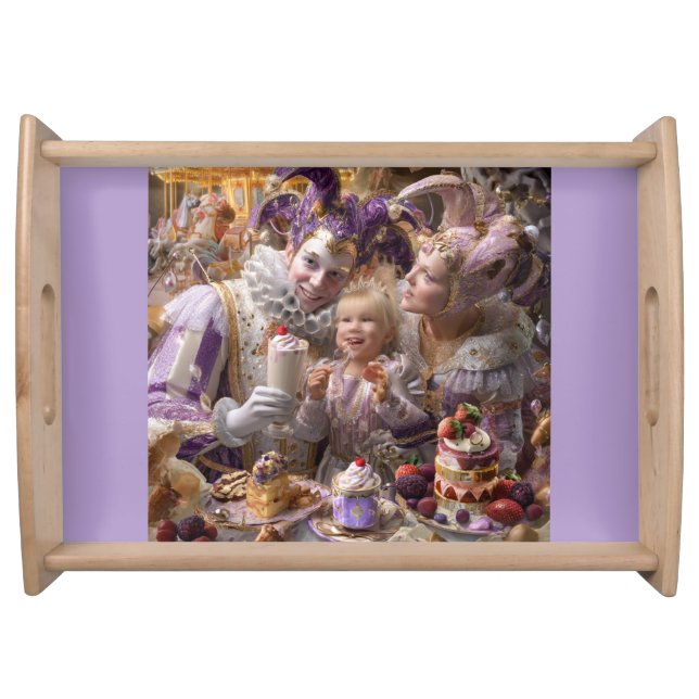Individual Placemats with 3D Photo of Lilac Harleq Serving Tray (Front)