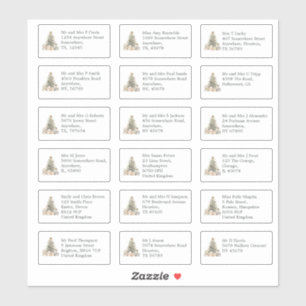 Individual Recipient Name Address Christmas Tree Sticker