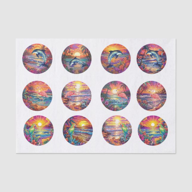 Individual Tropical Sunsets Decoupage Tissue Paper (Front)