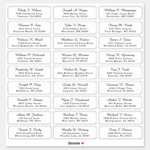 Individual  Wedding Guest Address Labels