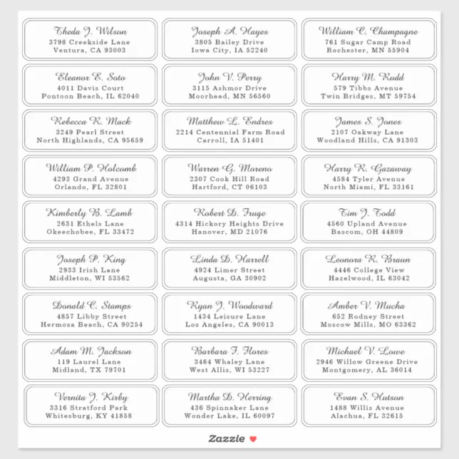 Individual Wedding Guest Address Labels | Zazzle