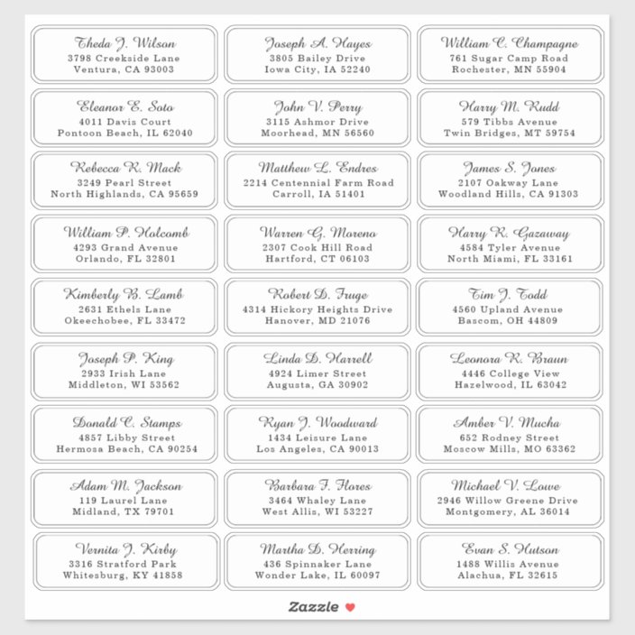 Individual Wedding Guest Address Labels | Zazzle.com