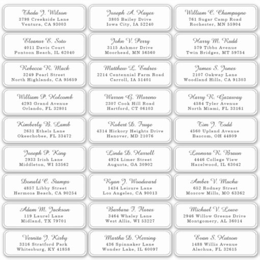 Individual Wedding Guest Address Labels | Zazzle