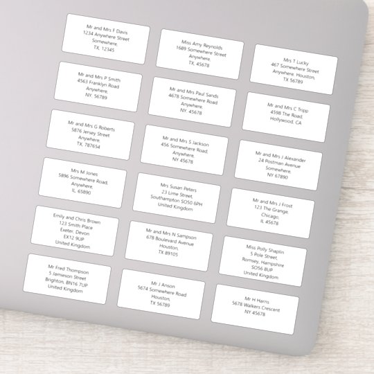 Individual Wedding Guest Name Address Sans Style Sticker | Zazzle.com