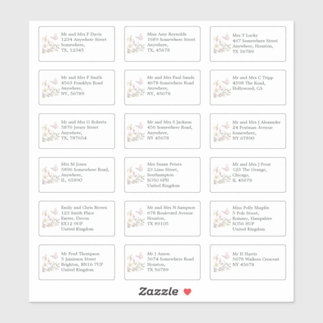Individual Wedding Guest Name Addresses Magnolias Sticker (Sheet)